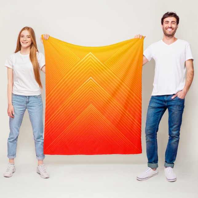 Orange to yellow geometric ombre fleece blanket (In Situ)