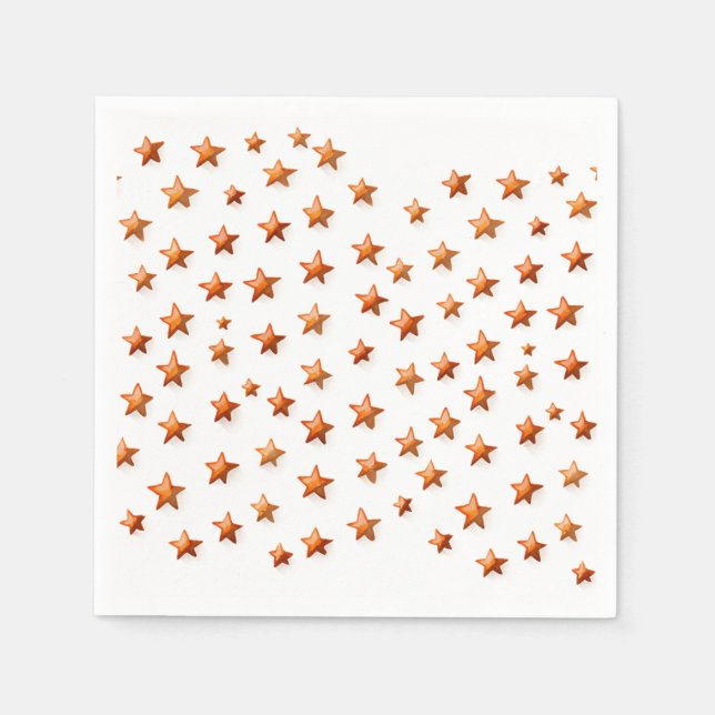 Orange tones Stars: Birthday Party Napkins (Front)