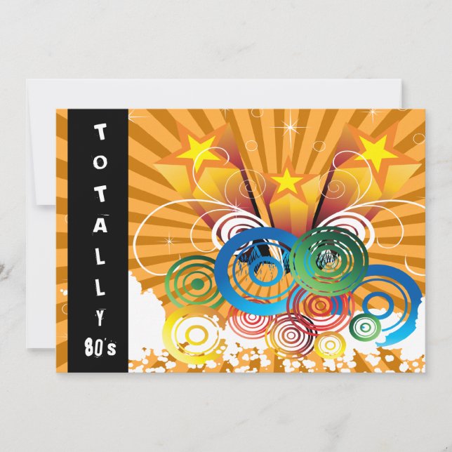 orange totally 80's retro  party Invitation (Front)