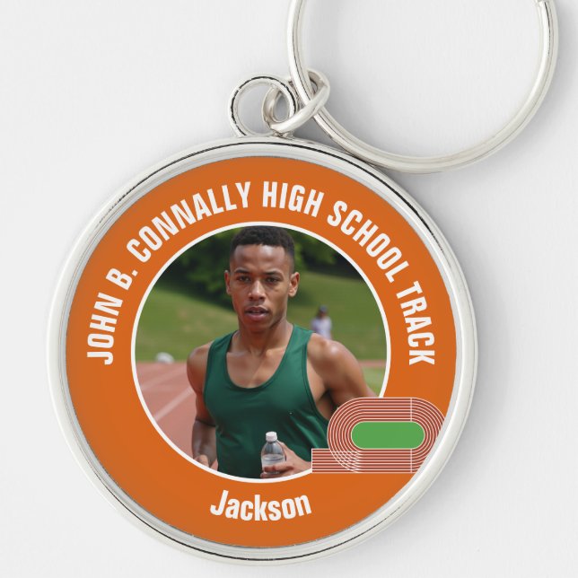 Orange Track & Field Photo High School Athlete Key Ring (Front)