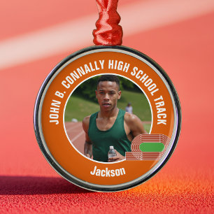 Orange Track & Field Photo High School Christmas Metal Ornament