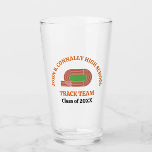 Orange Track Team Custom High School Runner Glass