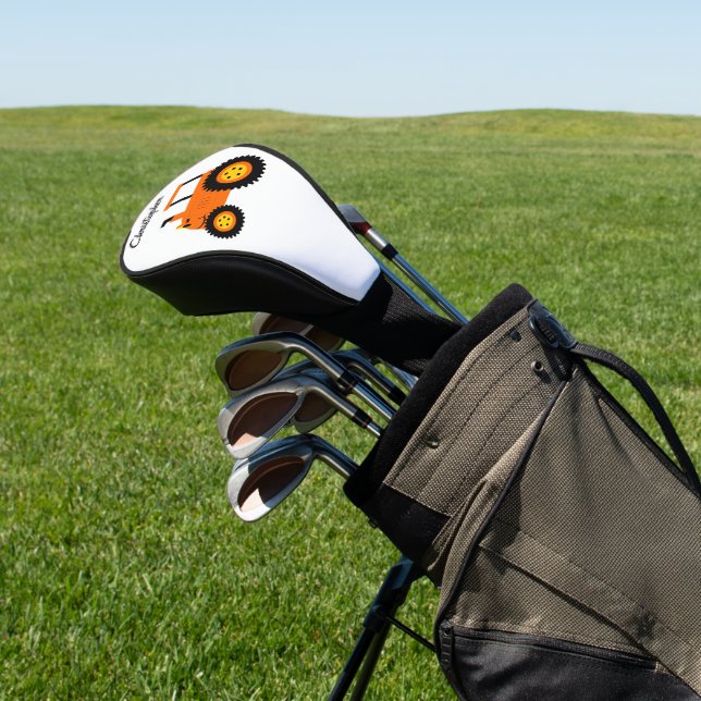 Orange Tractor Design Golf Head Cover (In Situ)