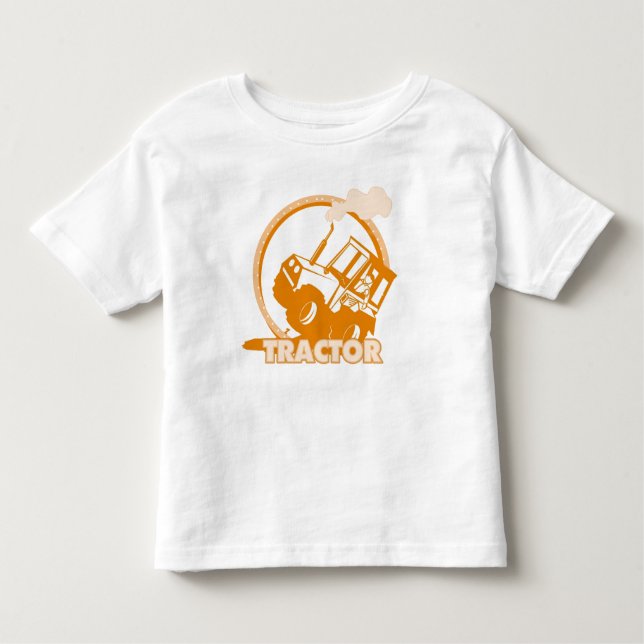 Orange Tractor Farm Machinery Toddler T-Shirt (Front)