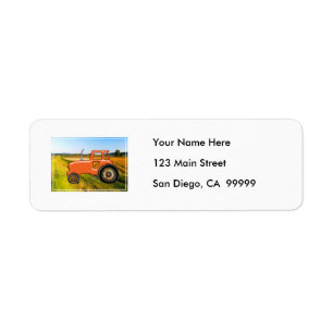 Orange Tractor  in the Fields Return Address Label