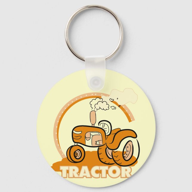 Orange Tractor Tshirts and Gifts Key Ring (Front)
