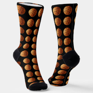 Orange Traditional Basketballs On Black Crew Socks