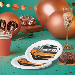 Orange Transit Bus Route 56 City Commuter Paper Plate