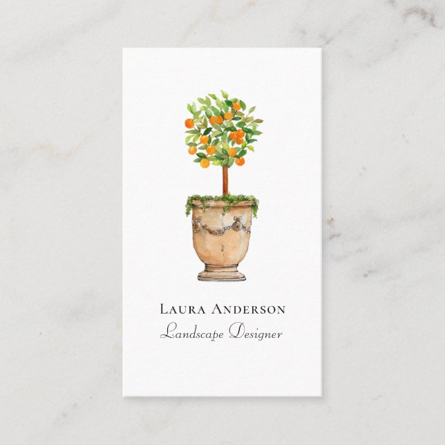 Orange tree citrus topiary Landscaping  Business Card (Front)