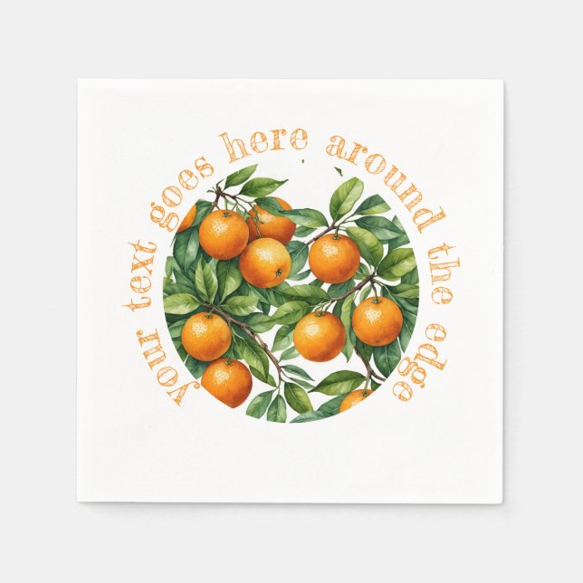 Orange tree Graphic illustration – Custom text Napkin (Front)