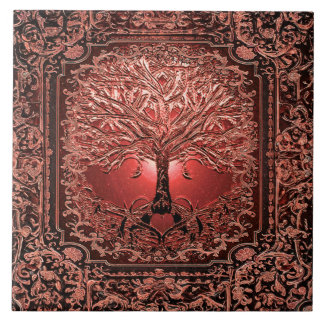 Orange Tree of Life Ancient Rustic Ceramic Tile