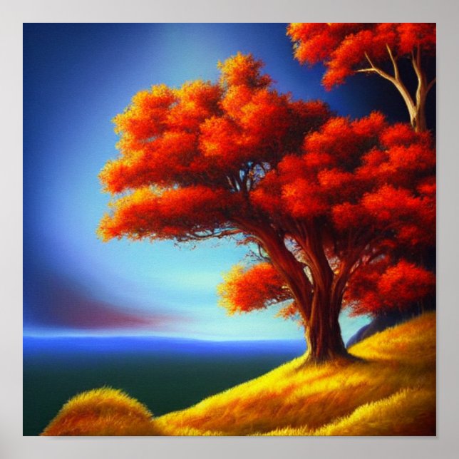 Orange Tree on a Cliffside Poster (Front)