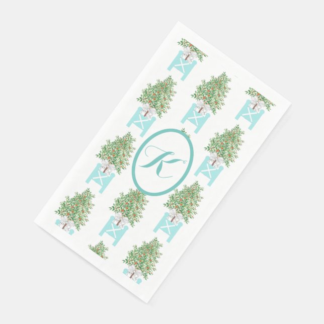 Orange tree Topiary Chinoiserie  Paper Guest Towel Napkin (Corner)