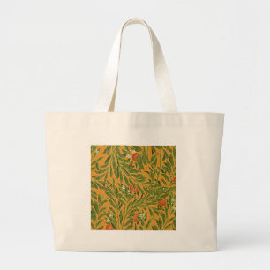 Orange Tree Vintage Wallpaper Pattern Art Nouveau Large Tote Bag