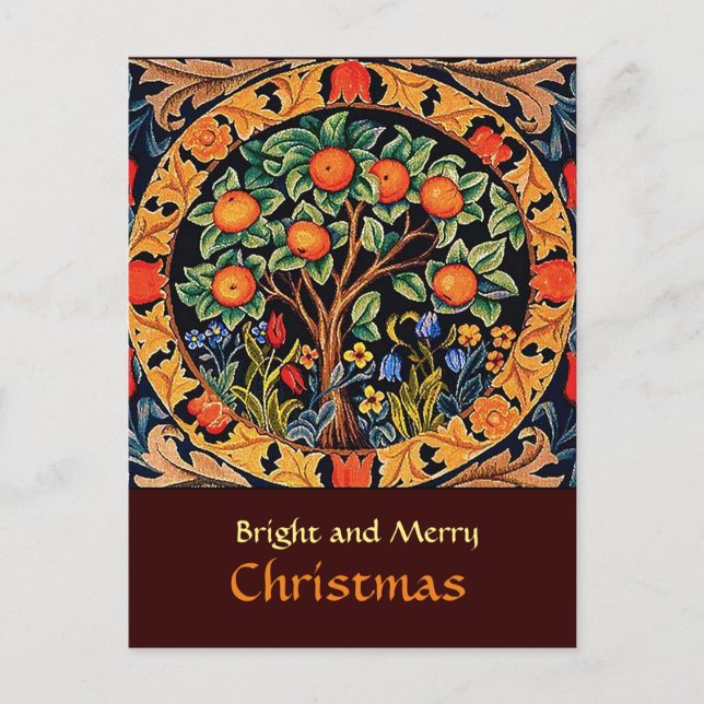 ORANGE TREE WITH GREEN LEAVES,FLOWERS POSTCARD (Front)