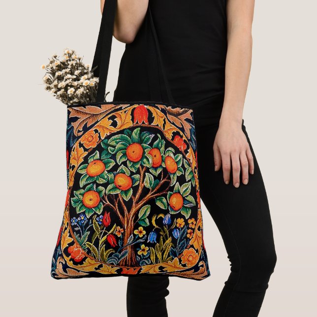 ORANGE TREE WITH GREEN LEAVES,FLOWERS TOTE BAG (Close Up)