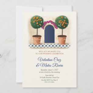Orange Trees and Tiles Mediterranean Wedding Invitation