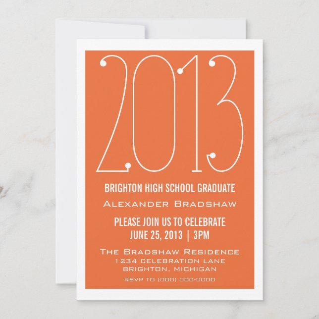 Orange Trendy 2013 Graduation Invitation (Front)