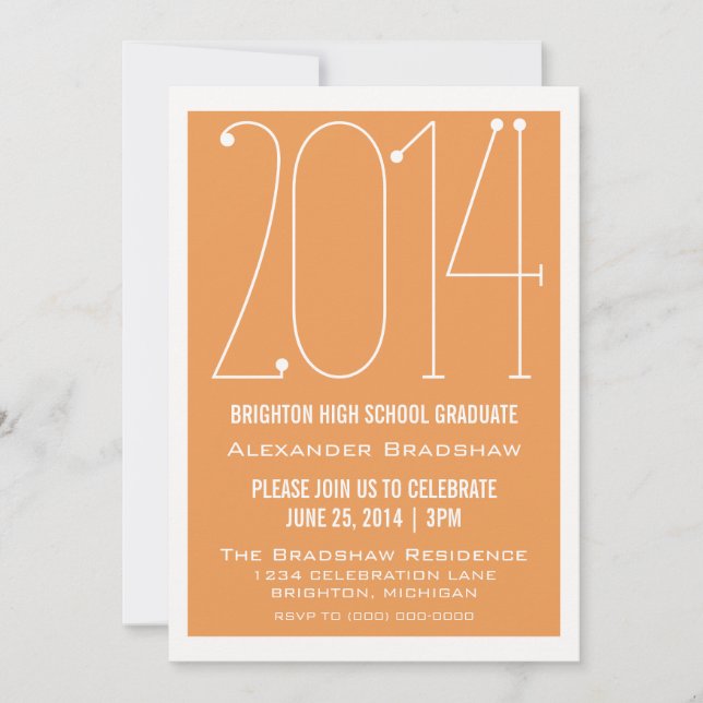 Orange Trendy 2014 Graduation Invitation (Front)