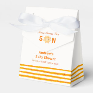 Orange Trendy Here Comes The Son Baby Shower Favour Box