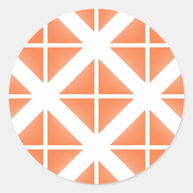 Orange Trendy Triangle Pattern Classic Round Sticker (Front)