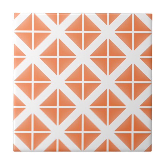 Orange Trendy Triangle Pattern Tile (Front)