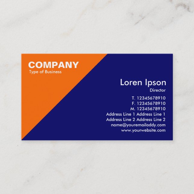 Orange Triangular Corner - Dark Blue (000066) Business Card (Front)