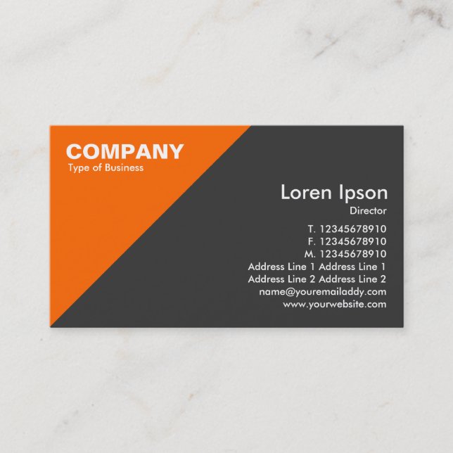 Orange Triangular Corner - Dark Grey Business Card (Front)