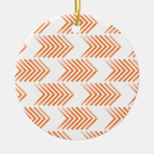 Orange Tribal Arrow Pattern Ceramic Tree Decoration (Front)