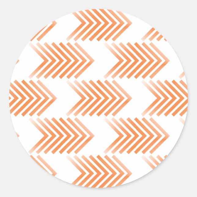 Orange Tribal Arrow Pattern Classic Round Sticker (Front)