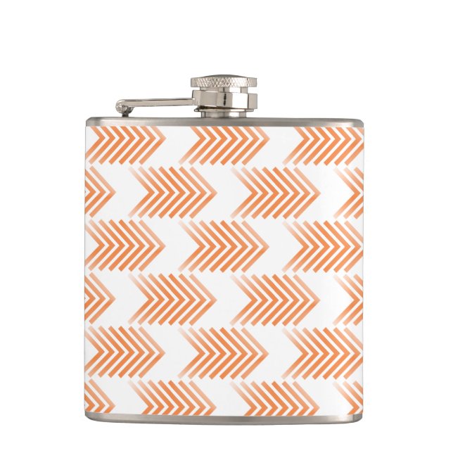 Orange Tribal Arrow Pattern Hip Flask (Front)
