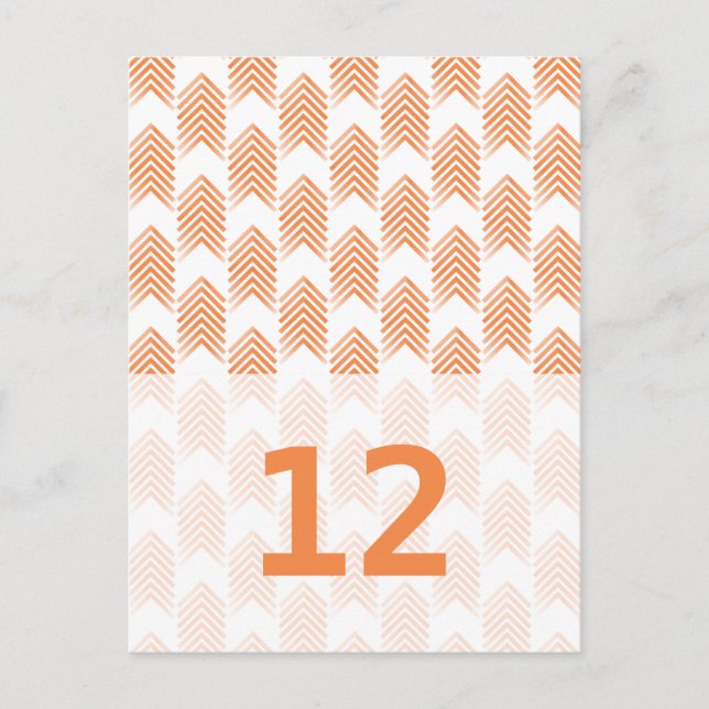 Orange Tribal Arrows Table Number Postcard (Front)