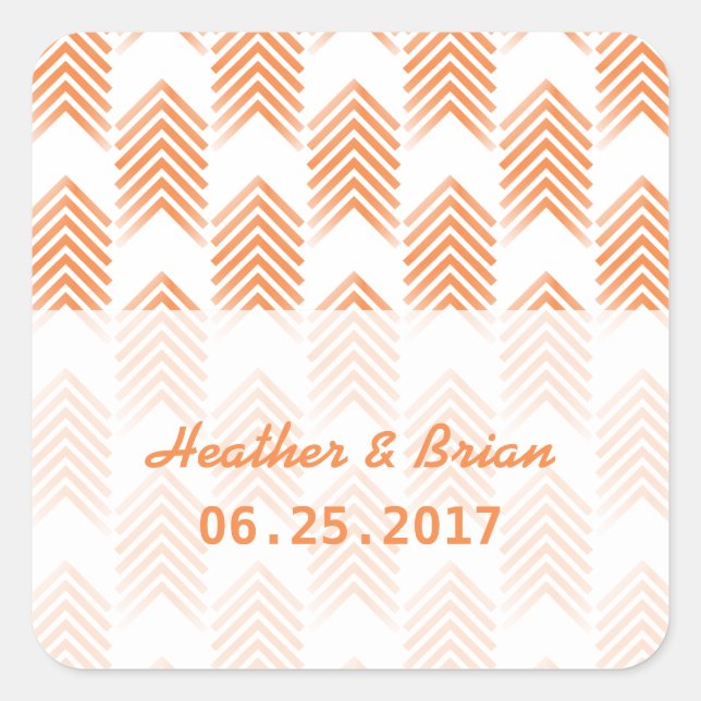 Orange Tribal Arrows Wedding Stickers (Front)