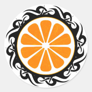 orange. tribal. classic round sticker