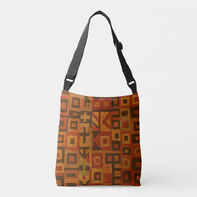 Orange Tribal Design Crossbody Bag (Front)