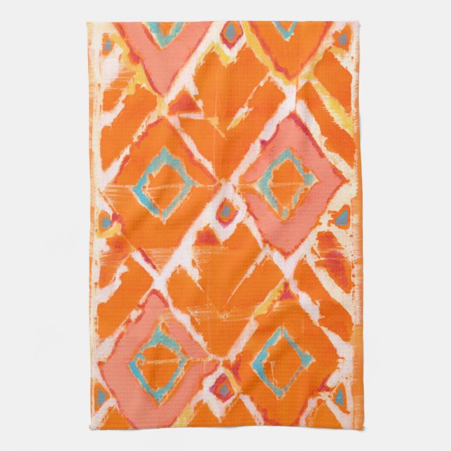 Orange Tribal II Tea Towel (Vertical)