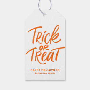 Orange Trick or Treat Hand Lettering Halloween Gift Tags