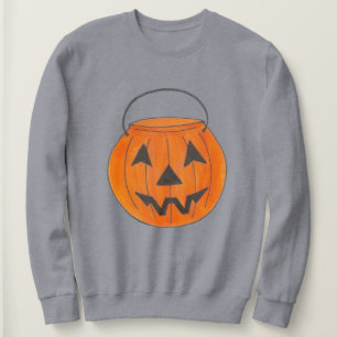 Orange Trick-or-Treat Pumpkin Bucket Halloween Sweatshirt