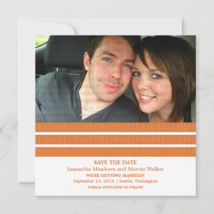 Orange Triple Stripe Photo Save the Date Invite