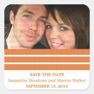 Orange Triple Stripe Save the Date Stickers