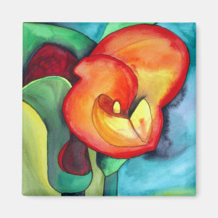 Orange tropical colourful Canna lily flower magnet
