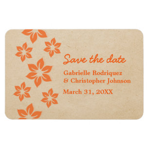 Orange Tropical Floral Save the Date Magnet