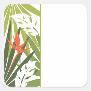 Orange Tropical Floral Wedding Favour Sticker