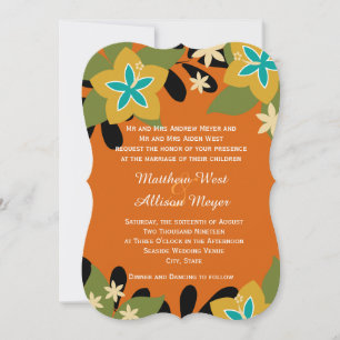 Orange Tropical Floral Wedding Invitation