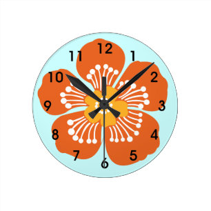 Orange Tropical Flower Wall Clcok Round Clock
