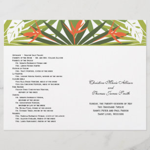 Orange Tropical Wedding Program