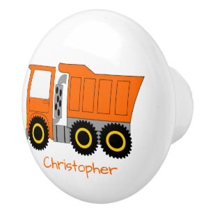 Orange Truck Design Personalised Ceramic Knob