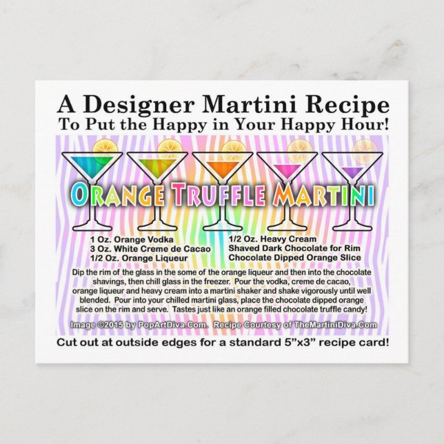 Orange Truffle Martini Cocktail Recipe Postcard (Front)