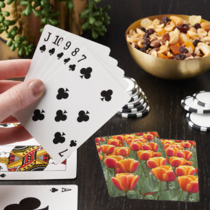 Orange Tulip Blooms Floral Playing Cards