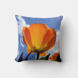 Orange Tulip, Blue Sky Cushion